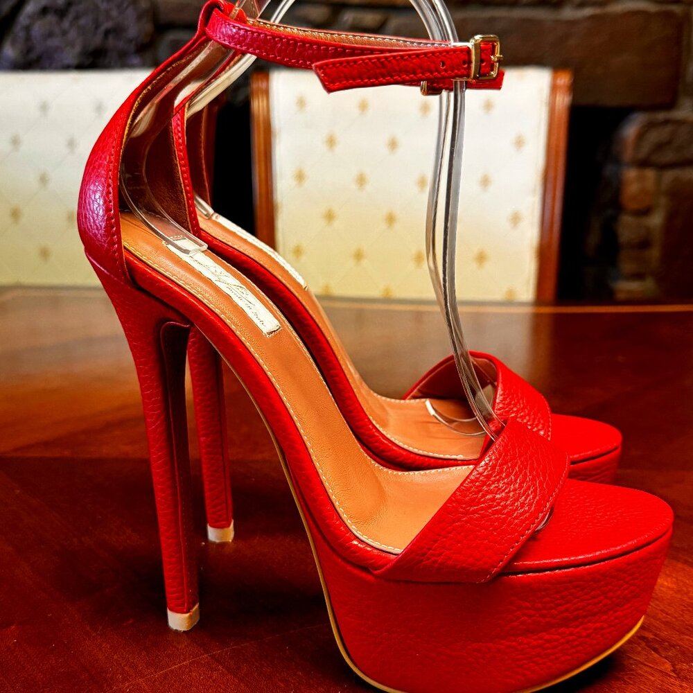 Sexy Yarose Shulzenko Genuine Italian Leather Ankle Strap Platforms EU 39 NWOB